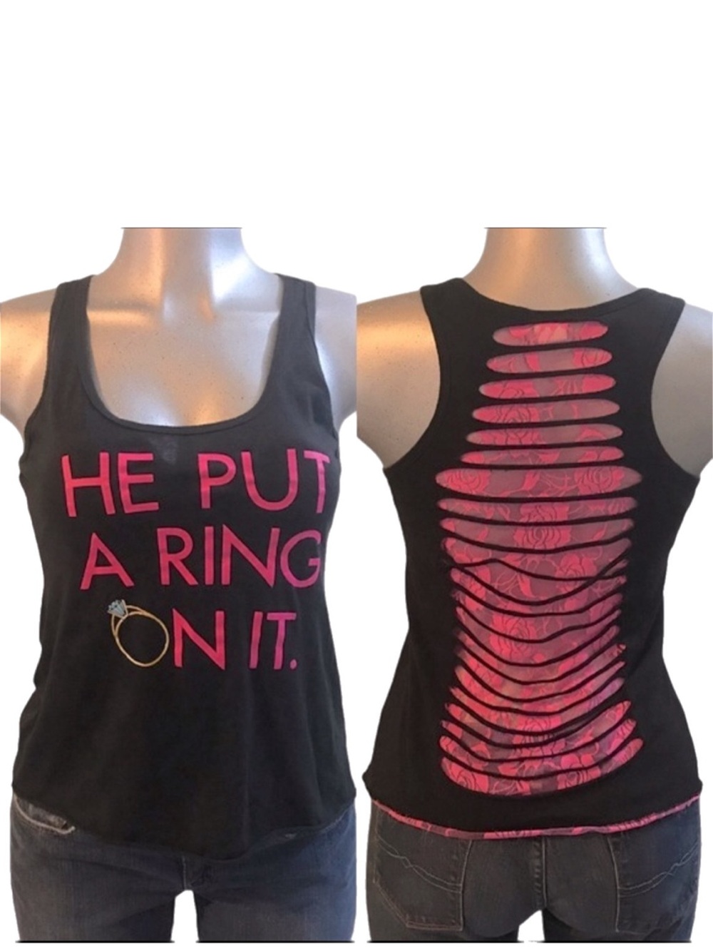 Engagement Tank Top Tee “He Put A Ring On It” Bachelorette Bridal Trip Party